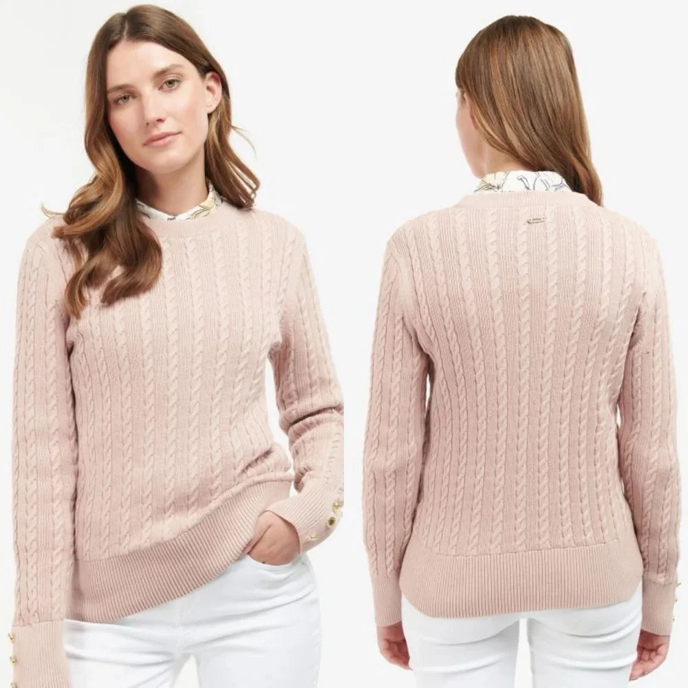 Barbour | Fieldrose Cableknit Sweater in Rose Dust US 12